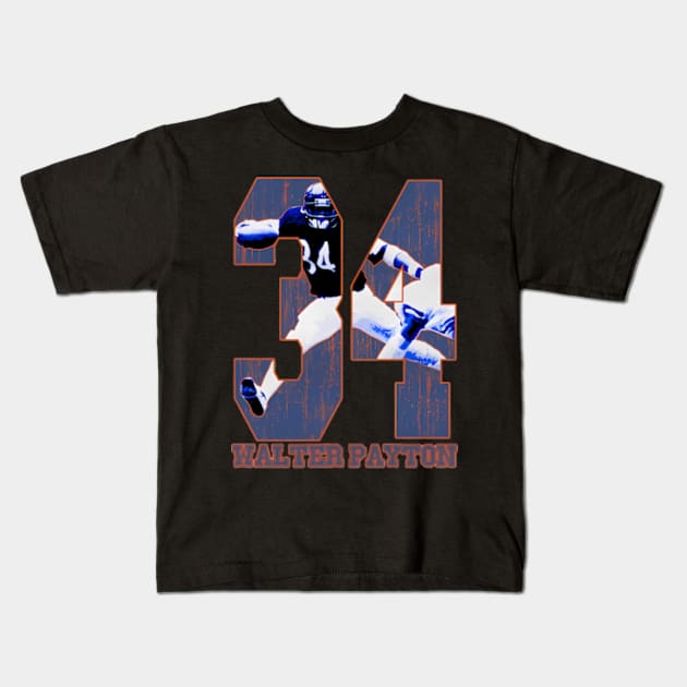 Walter Payton Chicago Game Kids T-Shirt by binchudala